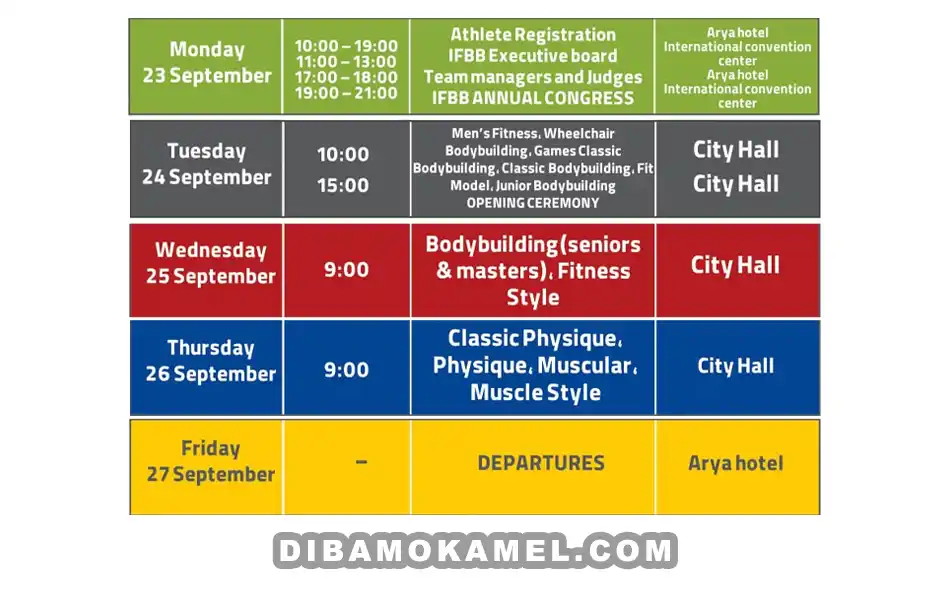 جدول-زمانبندی-مسابقات-پرورش-اندام-و-فیتنس-قهرمانی-جهان