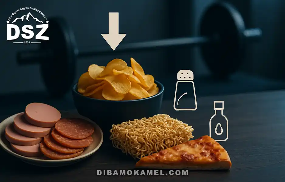 غذاهای فرآوریشده از «غذاهایی که جلوی عضلهسازی را میگیرند!»؛ فستفود، سوسیس و چیپس با چربی و سدیم بالا.